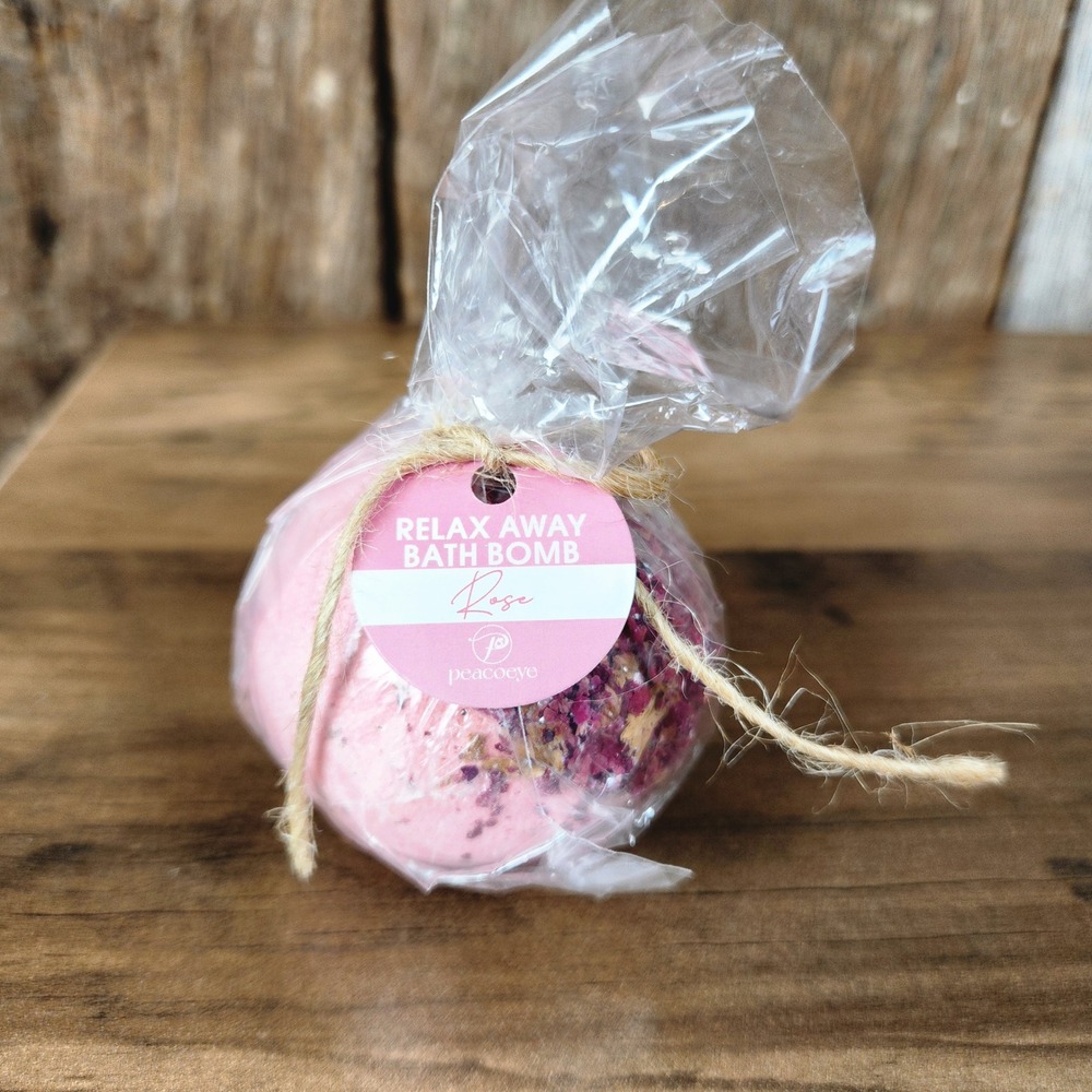 Peacoeye Relax Away Bath Bomb Rose Scent with Dried Petals‎ Pink Spa Gift